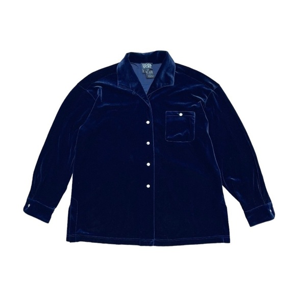 Escada Jackets & Blazers - Vintage Escada Sport Velour Shacket Women’s Size Large Navy Velvet‎